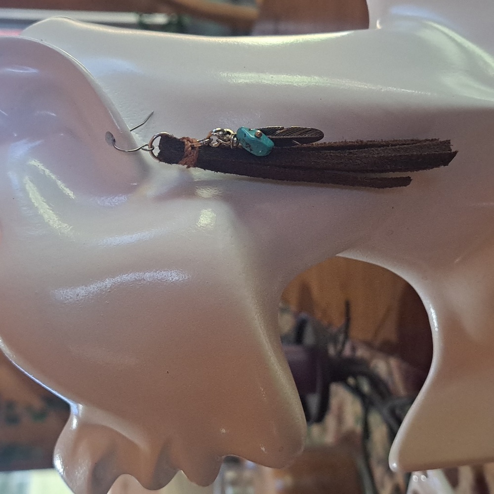 Leather and Turquoise Earrings